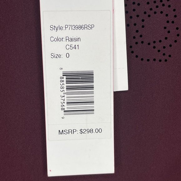 PARKER Orlando Laser Cut Bell Ruffle long Sleeve Dress Raisin Sheath Red 0 New - Picture 10 of 14